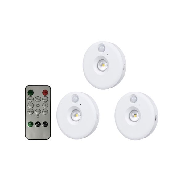 Licer LED Motion Sensor Spotlight Cabinet Lights 3 Lamps + 1 Remote Control