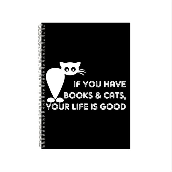 Books &amp; Cats Notebook Pet Gift Idea A4 Notepad Pad 42