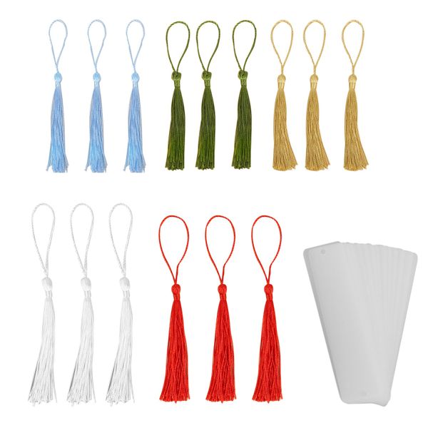 15 PCS Rectangle Acrylic Bookmark Blank Clear with Colorful Tassels
