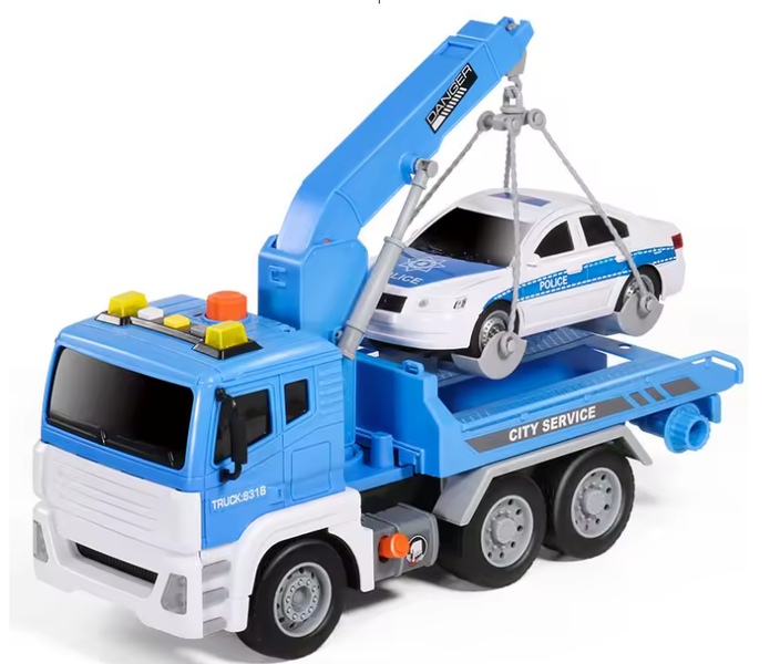 SamMag Biz Tow truck toy with car toy, crane Truck with toy with sound