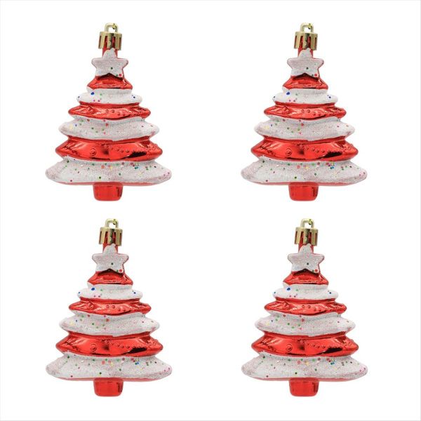 8x6Cm 4 Pack Christmas Ball Special-Shaped Christmas Tree Silver