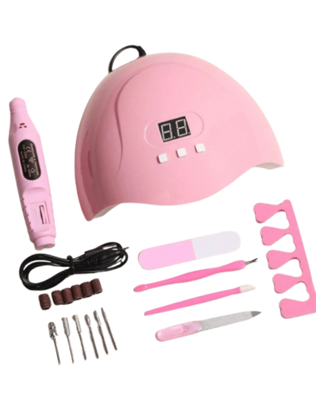 XL UV LED Light Gel Nail Manicure and Pedicure Set with Drill.