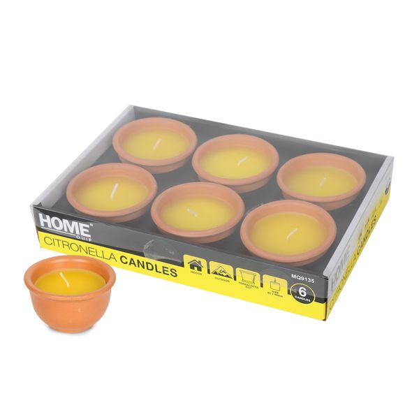 Home Quip 6Pack Citronella Candles in Terracotta Pot