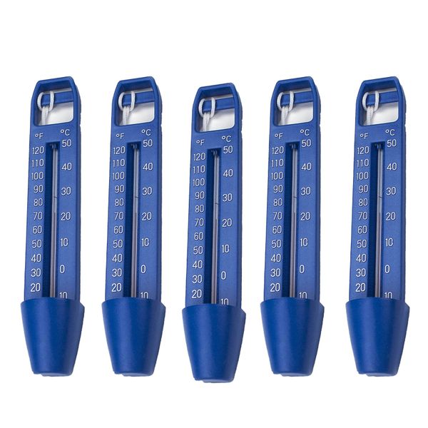 5 Pack Pocket Reservoir Pool Thermometer, Dual Fahrenheit Celsius Display