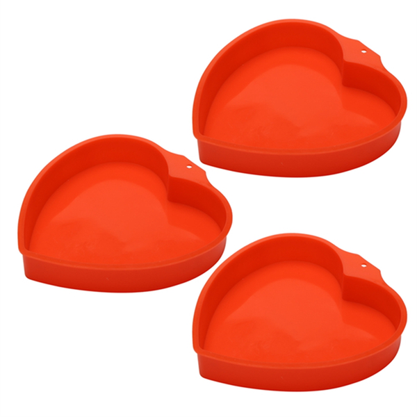 3PCS Silicone Heart Shaped Cake Pans 8 Inch Nonstick Mold for Baking for Va