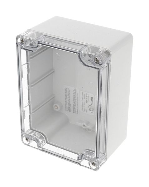 1554F2GYCL Polycarbonate Enclosure 120x90x60mm Clear Lid Grey Body IP66