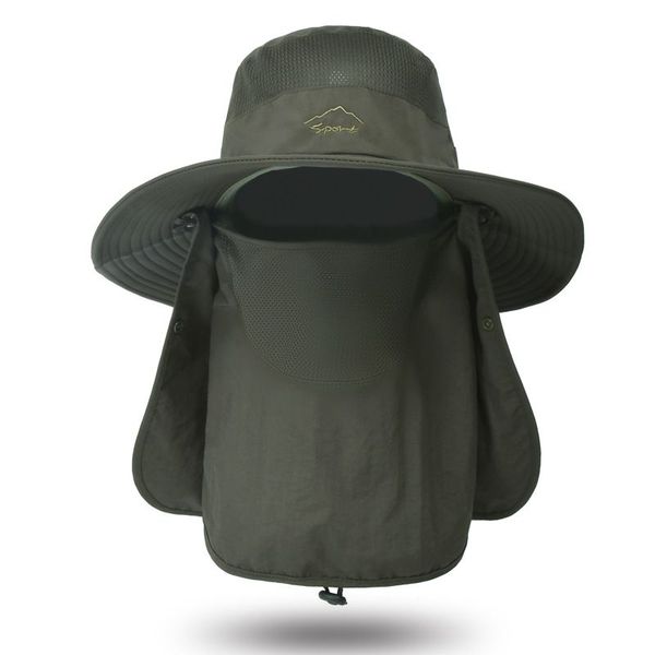 Arfast- 3-in-1 Wide-Brim Sun Bucket Hat with Face Mask and Neck Protection