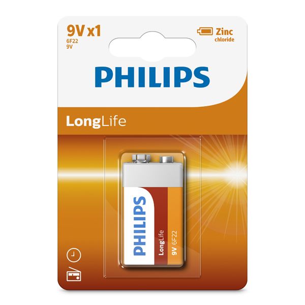 Philips - Longlife Zinc Batteries 9V 1 Pack
