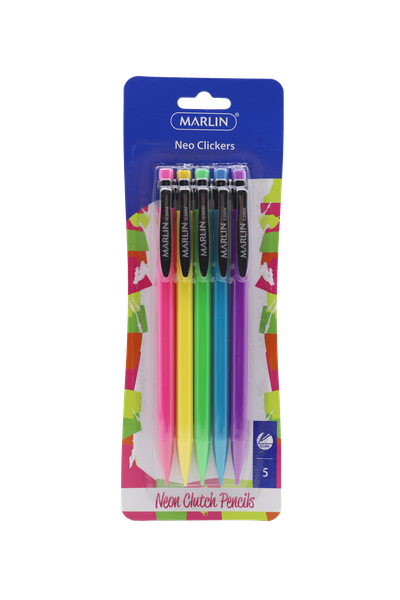 Neo Clickers Clutch Pencils 5's Assorted 0.5mm