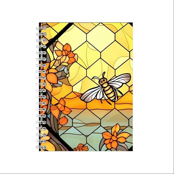 Stained Glass Honeycomb With Flowers Notebook Gift Idea A4 Notepad Pad 108