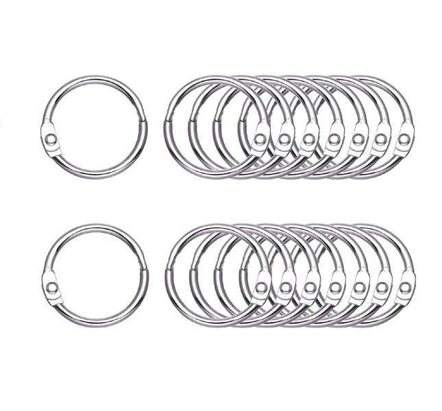 100Pcs 1 Inch Loose Leaf Binder Rings Metal Office Book Ring Clips Keychain