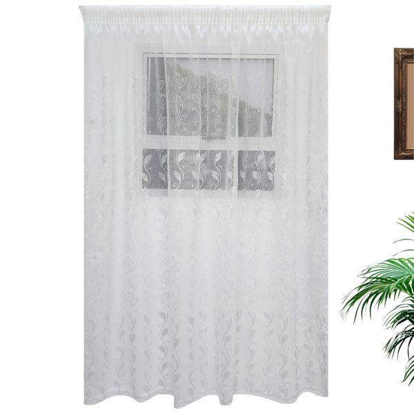 Leaf Stripe Voile - White - Taped image
