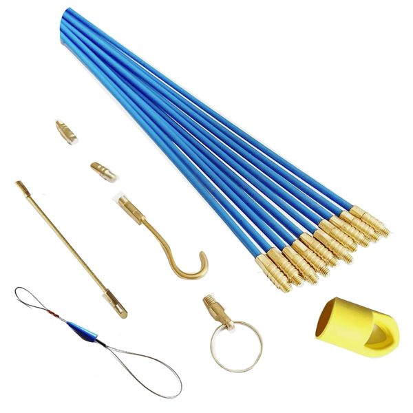 Tool Fibreglass Brass Running Entry Cable Rods &amp; Accessories Set of 17