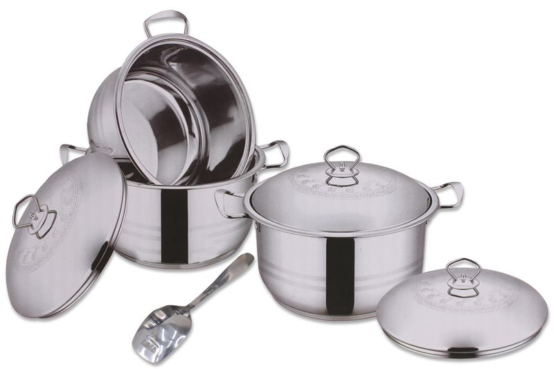 6 Piece Thermal Layered Cookware Set &amp; LMA Serving Spoon -Stainless Steel