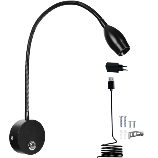 LED Reading Light Wall Mounted Besides Lamp Dimmable &amp; 3 Colors &amp; Flexible