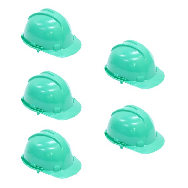 Hard Hat - Worker Safety Helmet - Green - 5 Pack