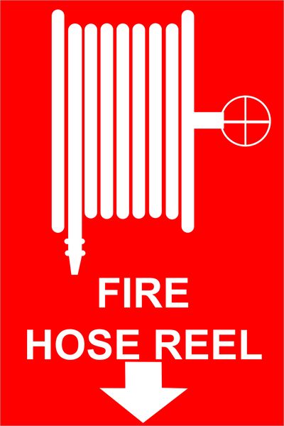 Fire Hose Reel Red And White 30x40cm Sign - 10 Pack.