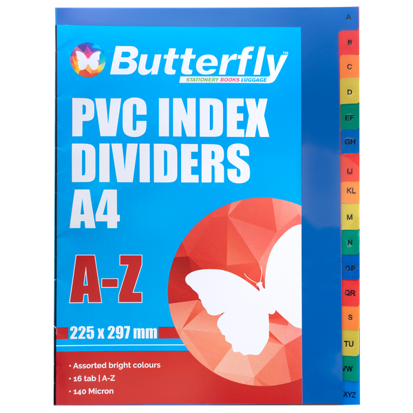 Butterfly File Dividers 140 Micron Pp - A-Z 16 Dividers (Pack Of 5)