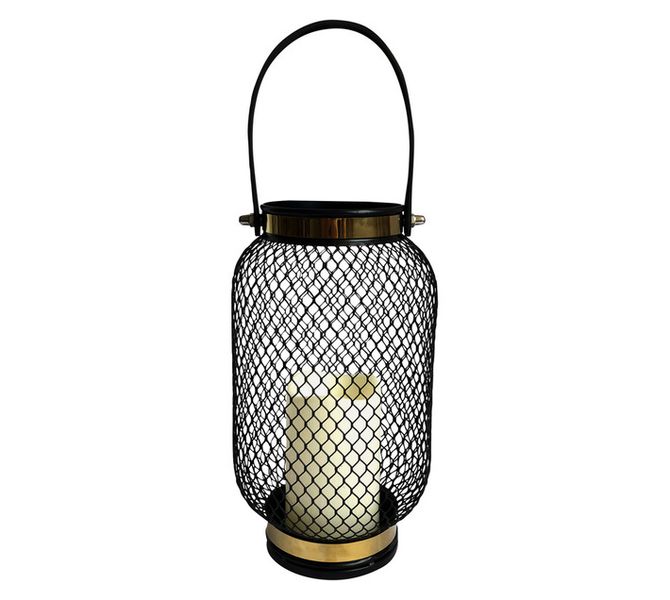 Hand-Held Lantern Black/Gold 160 x 160 x 270 mm