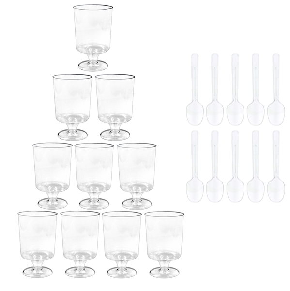 10Pieces Disposable High Footed Dessert Cup,10PiecesIncluding Dessert Spoon