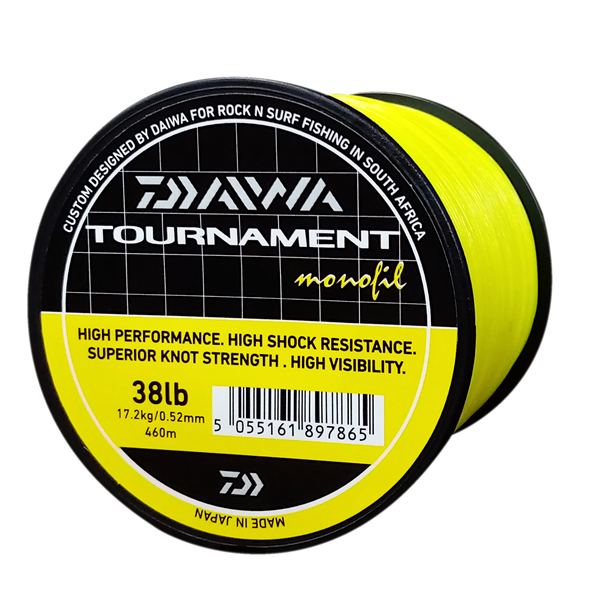 Daiwa Tournament Nylon Fishing Line 17.2KG/38Lb .52MM Colour Yellow 460m Spool