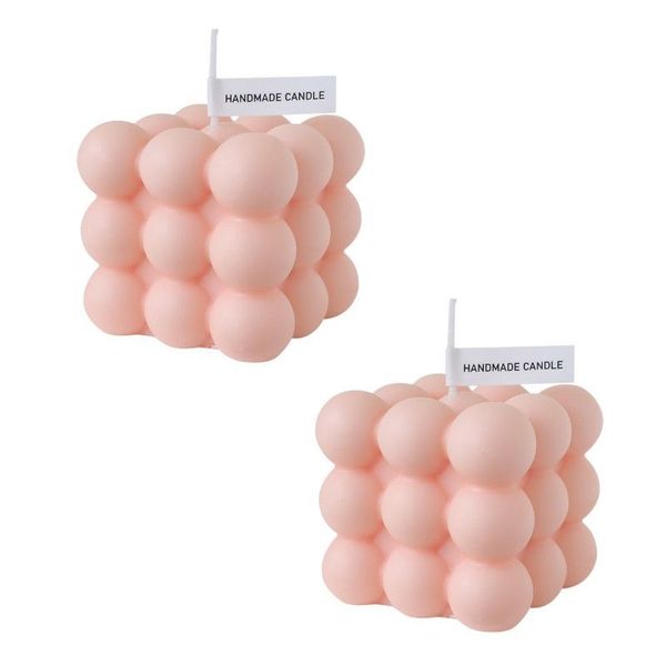 2 Pack Handmade Mini Wax Aromatherapy Bubble Candle Set - Pink