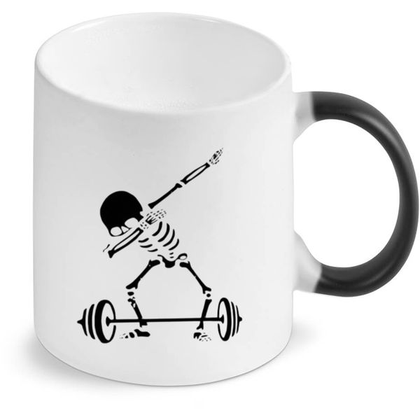 Dabbing Skeleton Gym Birthday Christmas Magic Colour Changing Gift Mug