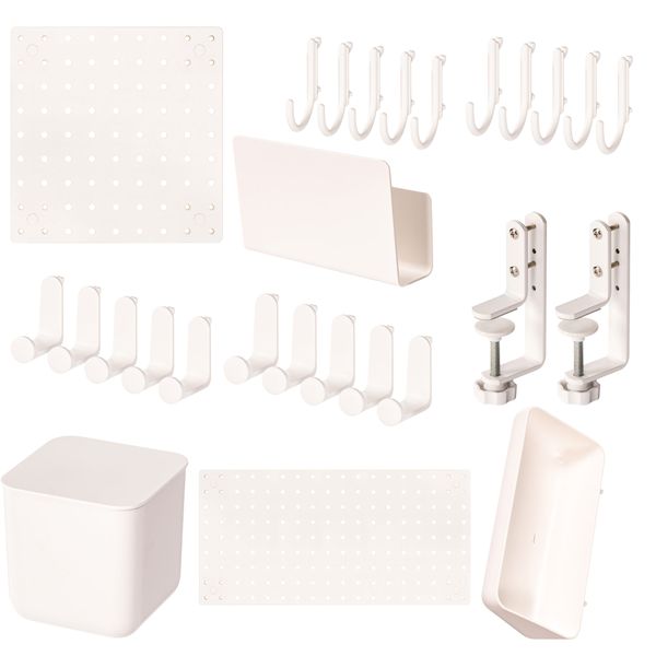 DELI 8 Piece Pegboard Bracket 54x27cm Set White for Storage &amp; Display