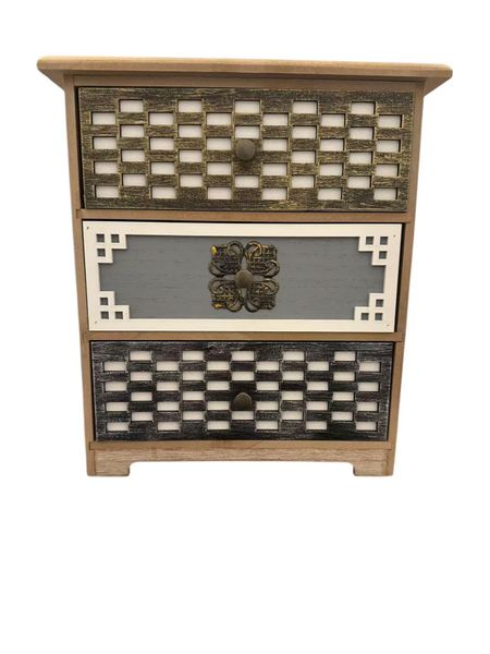 Beloving - Vintage Wooden Jewelry Box with 3 Drawers - Retro Style Organizer