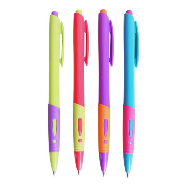 Retro Pens Vibrant 80s Nostalgic Coloured Ballpoint Pens, 0.7 mm Black Ink