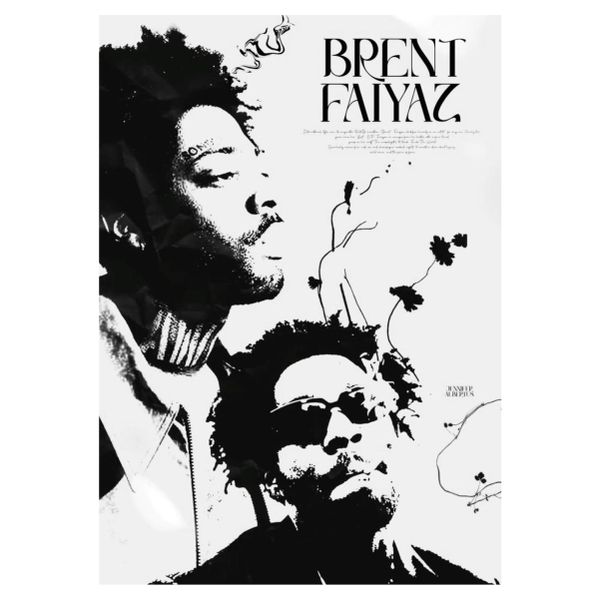 Brent Faiyaz Black And White Aesthetic - A1 Poster