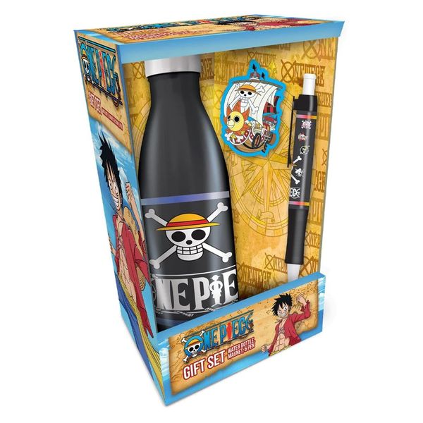 One Piece (Straw Hat Crew Skull Emblems) Gift Set (Bottle, Magnet &amp; Pen)