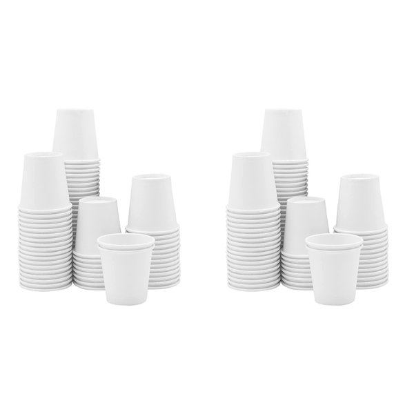 White Paper Cups Mouthwash Cups Disposable Cups (100 Pack) 3Oz