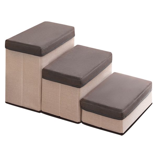 Dog Stairs - 3-Step Foldable with Storage for Pet Safety Ladder for Couch Bed