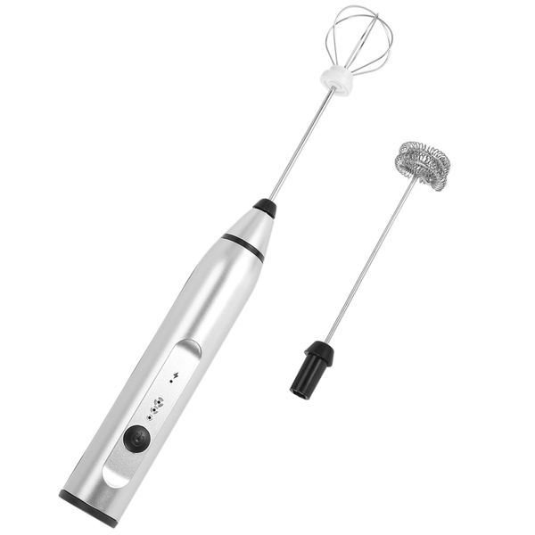 Rechargeable Electric Milk Frother With 2 Whisks Handheld Foam Maker
