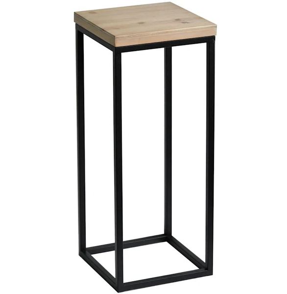 Modern Metal Plant Stand, Wooden Top- Indoor Display &amp; for Pots &amp; Décor