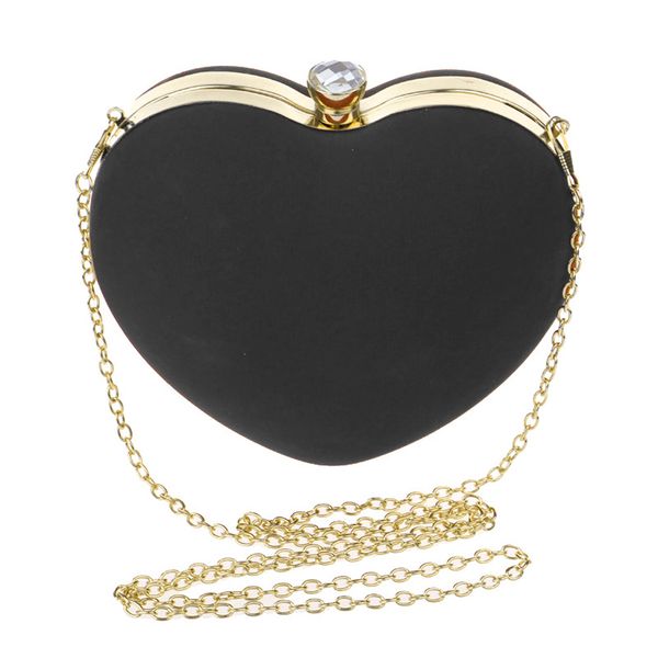 Heart Shaped Purse Wedding Evening Party Handbag-Black