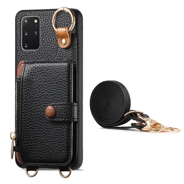Lychee Pattern Long Rope Phone Case Compatible with Samsung Galaxy S20+