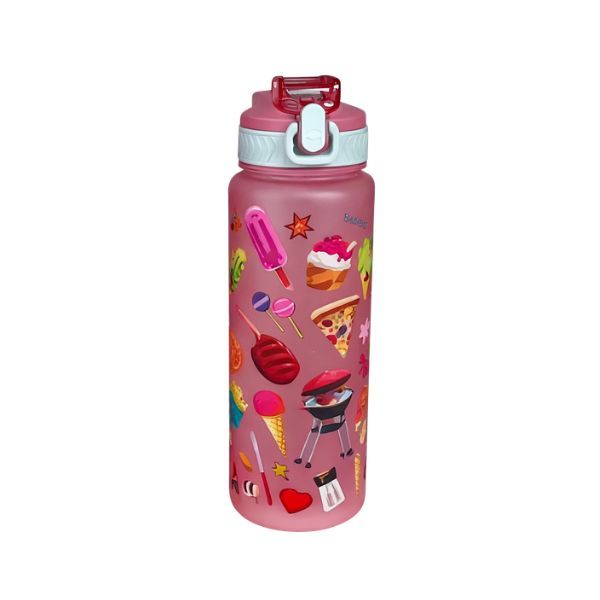 1000ml Reusable Water Bottle with Straw Lid - Pink