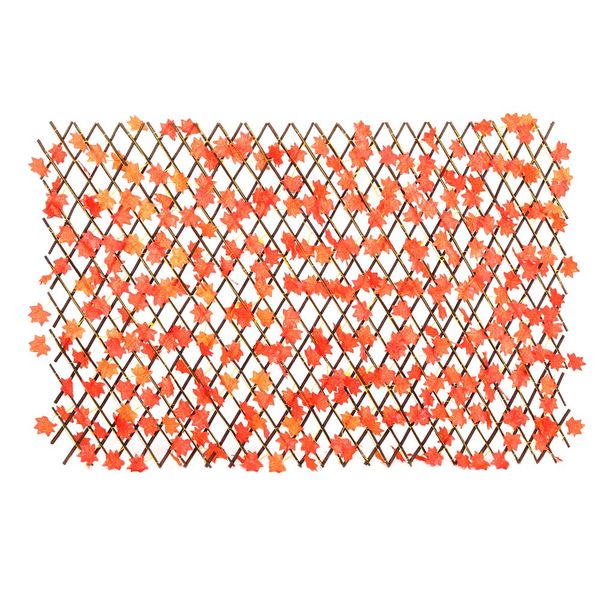 Artificial Orange Maple Leaf Expandable Screen Fence Privacy Hedge Trellis