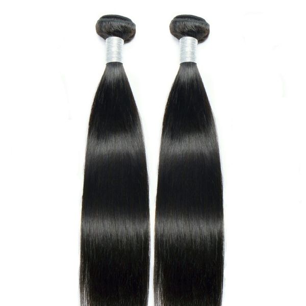 100% Human Hair Piece Extensions Straight Weave 30 Inch Black Natural Color