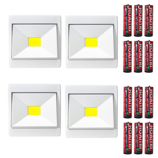 Pack of 4 - Magnet &amp; Hook Emergency Light Wireless COB Night Light Lamp