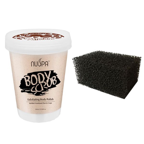 NUSPA Body Polish Arabica Coffee 250ml &amp; Black Exfoliating Sponge