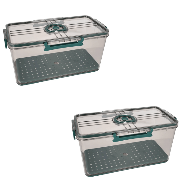 Clear Rectangular Fridge Storage Containers BPA-Free - 33cm - Pack of 2