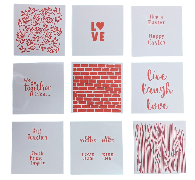9pcs Stencils For Artwork/Design/Cookie Decorating/Cakes (B)