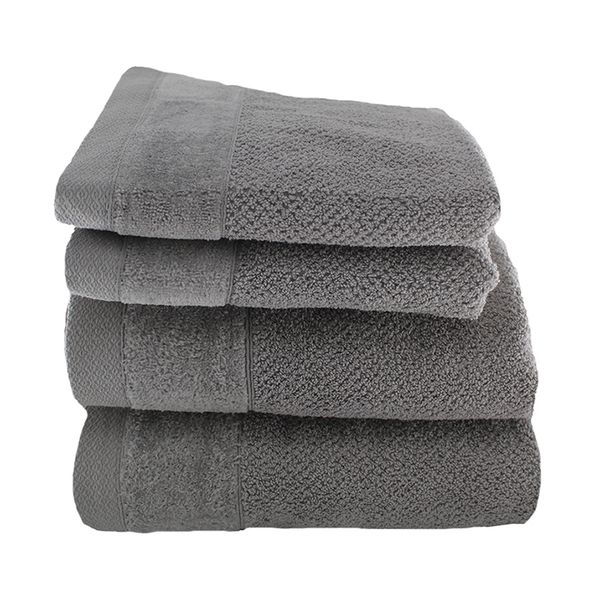 Wedgewood Collection 550gsm-100% Cotton -Grey -2 Hand Towels, 2 Bath Sheets