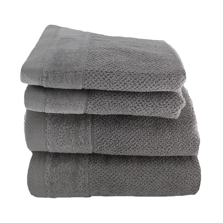 Wedgewood Collection 550gsm100 Cotton Grey 2 Hand Towels, 2 Bath