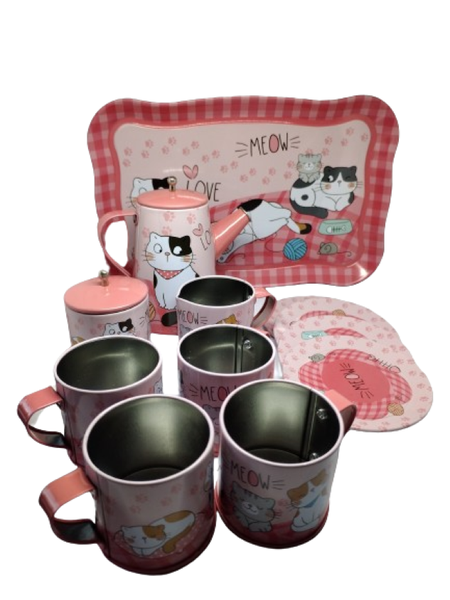 Girls Metal Cat Themed Tea Set