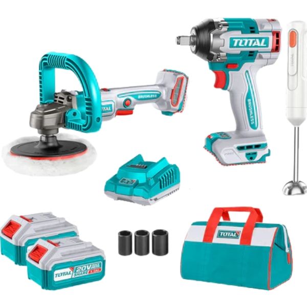 Total Tools - Impact Wrench, Polisher &amp; Blender with 4Ah Battery &amp; Charger