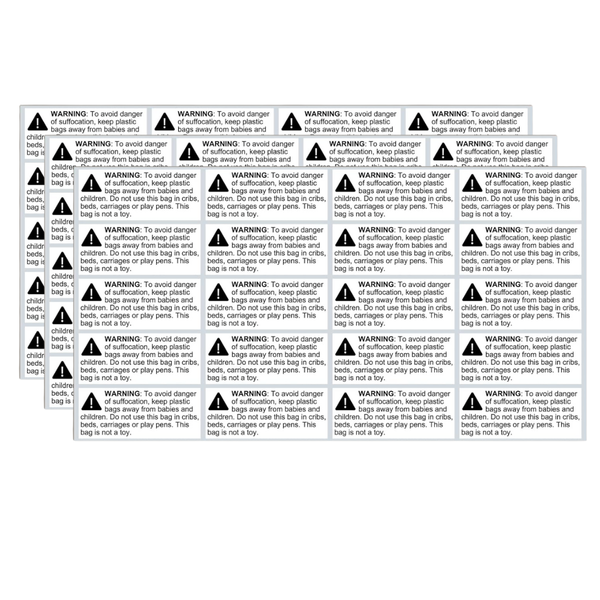 Mellon Moon Warning Suffocation Labels: 200 Piece
